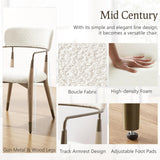 Art Leon Wishbone Dining Chairs - Mid Century Modern Dining Room Chairs, Boucle Fabric Upholstered Accent Chairs with Wood Legs, Arm Chair with Open Backrest, Set of 4, White Art Leon