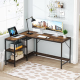 Tribesigns L Shaped Desk with Storage Shelves, Reversible Computer Desk Gaming Desk for Home Office Workstation, Rustic Brown Tribesigns