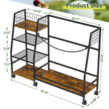Golf Bag Storage Rack for Garage with Wheels, Organizer for 2 Golf Bag and Equipment Accessories, Golf Organizer Stand Ideal for Home, Garage, Club, Shed, Basement - Sturdy and Durable (Black) DAOUTIME