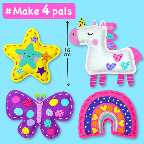 EZCRA Easy Arts and Crafts for Kids - No Mess Sewing Kit for Kids - 4 Easy to Do Unicorn Sewing Projects - Fun Felt Stickers - Tools with Instruction - Gifts for Girls Age 4,5,6,7,8 EZCRA