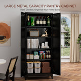 Kubohogar 75" Tall Kitchen Pantry Cabinet with 2 Doors and 4 Adjustable Shelves, Black Metal Storage Cabinets, Kitchen Cupboard for Dinning Living Room, Bathroom, Home Office Kubohogar