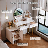 Chrangmay White,Vanity Desk with Mirror and Lights,Small Makeup Vanity with 2 Spacious Drawers,Modern Makeup Table with Adjustable Cabinet for Bedroom,Makeup Room,Writing Desk,Cheap Chrangmay