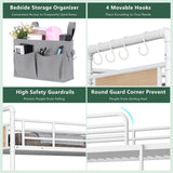 Jocoevol Metal Bunk Bed Twin Over Twin, Industrial Bunkbeds Heavy Duty Bed with Safety Guard Rails and Space-Saving Design, Steel Bed for School, Bedroom (White) Jocoevol