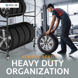 STEELAID Tire Storage Rack - Rolling Rack for Garage - Indoor/Outdoor Shelves 60 inch Organizer STEELAID