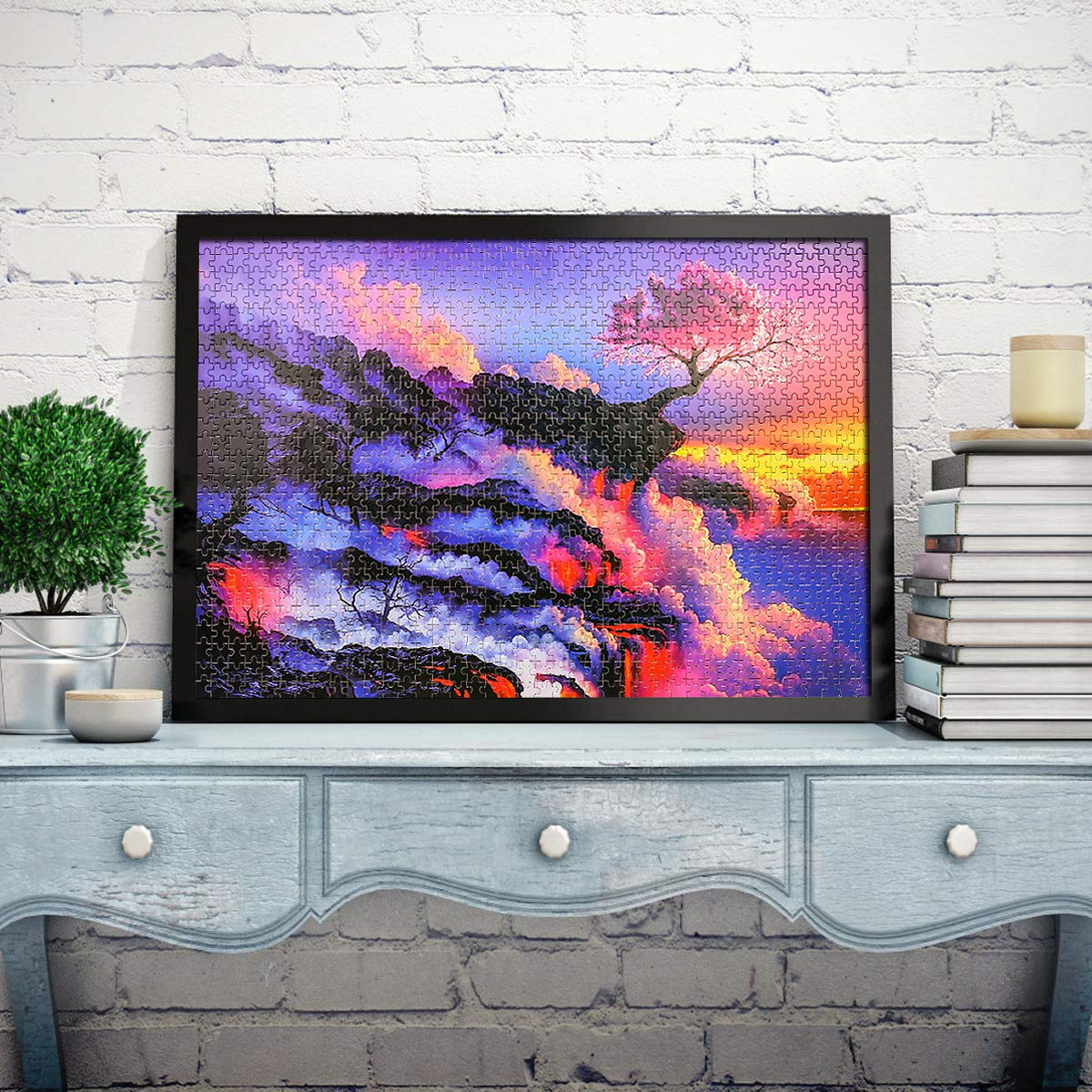 Ingooood- Jigsaw Puzzle 1000 Pieces for Adult- Fantasy Series- Cherry Blossom on Lava_IG-1266 Entertainment Wooden Puzzles Toys Ingooood