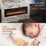 GREEN PARTY 72" Electric Fireplace Recessed/Wall Mounted Ultrathin 3.2" Fireplace Heater, Low Noise Linear Fireplace with Remote Control/Touch Screen, 8hrs Timer, Adjustable Flame & Bed Colors & Speed GREEN PARTY