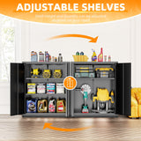 INTERGREAT Metal Storage Cabinet, 42” Steel Locking Cabinet with Doors and Shelves, Black Utility Cabinet Garage Cabinets for Home Office, Garage, Kitchen, Shop INTERGREAT