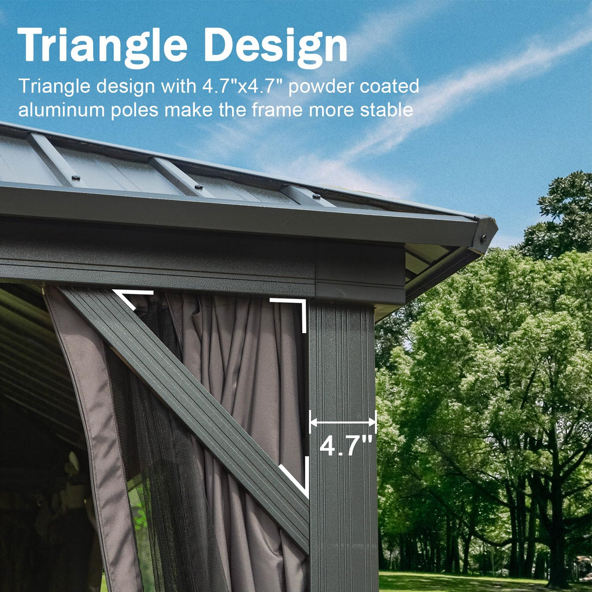 Domi 10x14FT Hardtop Gazebos, Aluminum Metal Gazebo with Galvanized Steel Double Roof Canopy, Curtain and Netting, Permanent Gazebo Pavilion for Patio, Backyard, Deck and Lawn, Grey domi outdoor living