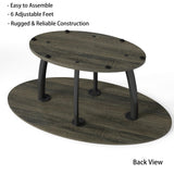 Manora Rustic Small Oval Coffee Table for Living Room, Narrow Wood Center Table with Shelf, Retro Style Coffee Table with Curved Metal Legs, Stable and Easy Assembly, Gray Manora