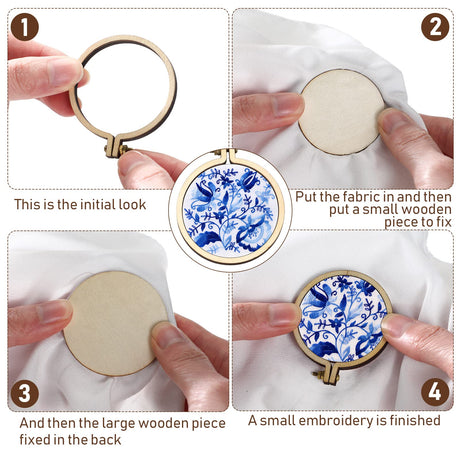 Jetec 20 Pieces 2 Inch Mini Embroidery Hoops Wooden Small Tiny Embroidery Hoops Adjustable Circle Cross Stitch Ring Bulk for Home Ornaments Art Craft Handy Sewing Jetec