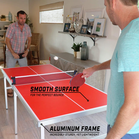 GoSports 6 ft x 3 ft Mid-size Table Tennis Game Set - Indoor / Outdoor Portable Table Tennis Game with Net, 2 Table Tennis Paddles and 4 Balls GoSports