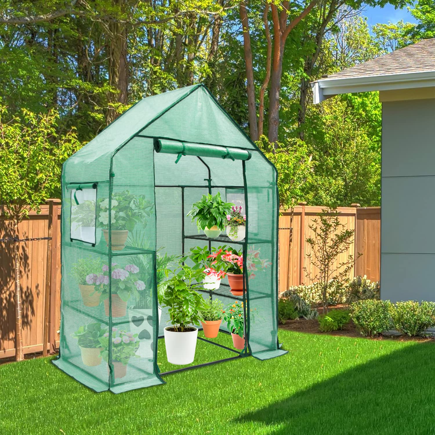 Ohuhu Greenhouse for Outdoors with Mesh Side Windows - Thumbnail 4