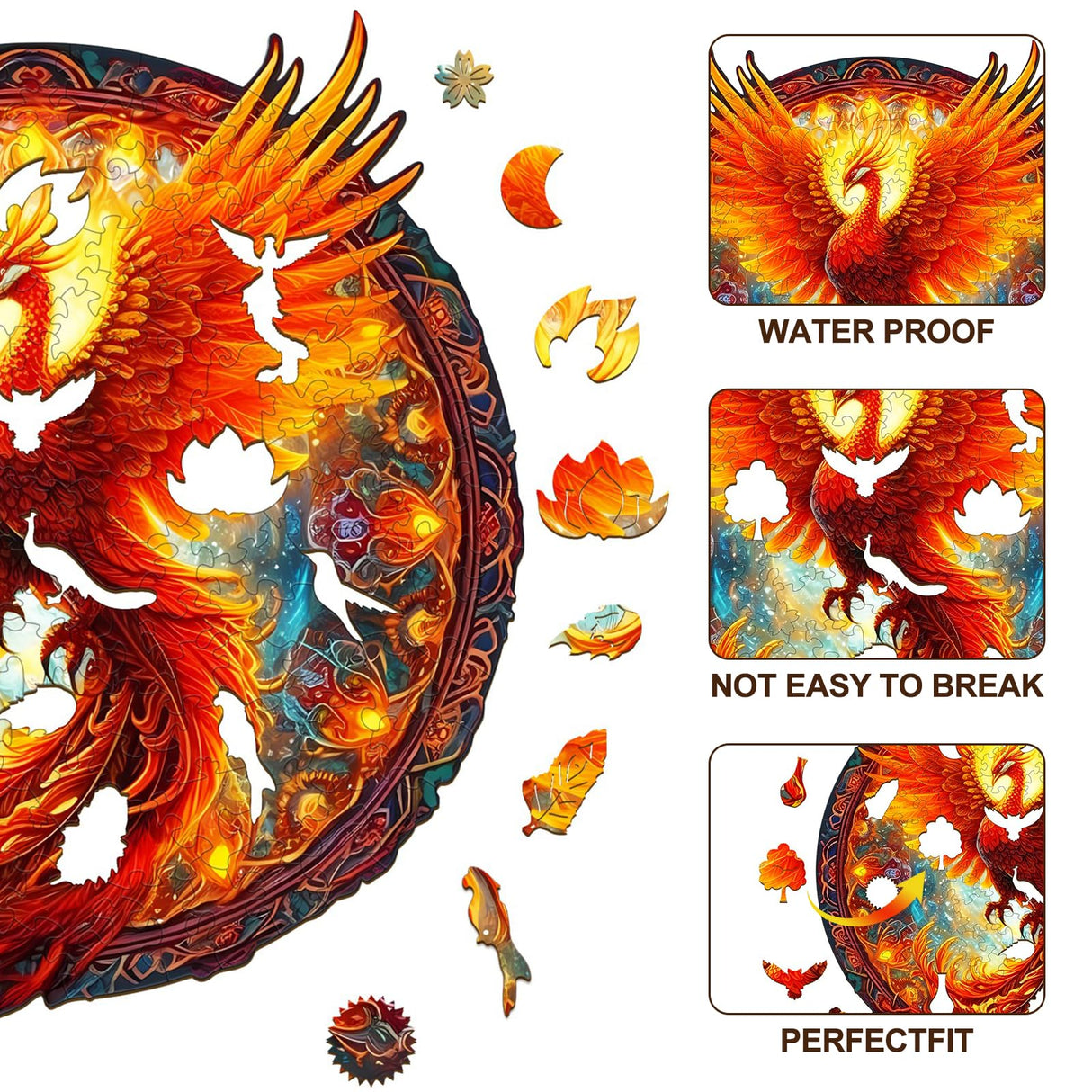 KAAYEE Wooden Jigsaw Puzzles-Wooden Puzzle Adult Unique Shape Advanced Phoenix Wooden Jigsaw Puzzle for Adult, Family Puzzles 14.9 * 13.8in 290pcs,Chritmas Gift KAAYEE