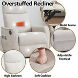 Massage Chair Recliner with Heat, Swivel Rocking Chair Recliner with High Back, Manual Lazy Boy Recliners for Adults,Small Recliner Chair for Small Spaces, Living Room Bedroom, Fabric (Beige) Thctvous