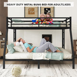 Setawix Metal Queen Over King Bunk Bed,Heavy Duty Queen and King Bunk Beds for Adults,Industrial Bunkbed with Ladders for Kids,Teens,Boys,Girls,Space Saving,Low Noice (Black, Queen Over King) Setawix