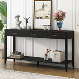 Aiuyesuo 60" Console Table with 3 Vertical Stripe Drawers, Entryway Console Table with Storage Shelf and Long Legs, Suitable for Entryway,Hallway,Living Room,Foyer,Corridor (Black-311J) Aiuyesuo