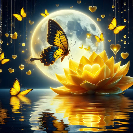QINRUBB DIY Moon Diamond Painting Kits, Full Drill Butterfly Diamond Art Painting Kits for Adults Beginners, DIY 5D Lotus Painting by Numbers Fantasy Diamond Art Kits for Home Decor 12x12inch QINRUBB