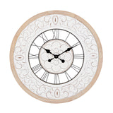 Deco 79 Wooden Floral Decorative Wall Clock Carved Wall Clock for Home with Black Metal Accents, Wall Clock for Room 32" x 2" x 32", White Deco 79