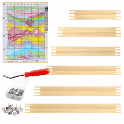 12 Pcs 3 Sets Stretcher Bars for Needlework 6 Sizes Wooden Canvas Stretcher Bars with 40 Thumb Tacks and Tacks Remover for Needlepoint Embroidery Stitch Frame Set Bundle with Crafts