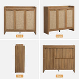 SICOTAS Shoe Storage Cabinet, 30 Pairs Rattan Shoe Cabinet Storage for Entryway, 6-Tier 41" Tall Large Shoe Cabinet, Boho Farmhouse Cabinet with Doors for Entryway Hallway Living Room Closet SICOTAS
