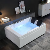 Empava 72" x 48" Whirlpool Tub, 2 Person Jetted Bathtub, Hydro Massage & Chromatherapy [ETL Certified], 3 Sided Apron, Acrylic , 1125 Watt, 110 Gallons, Left Drain Empava