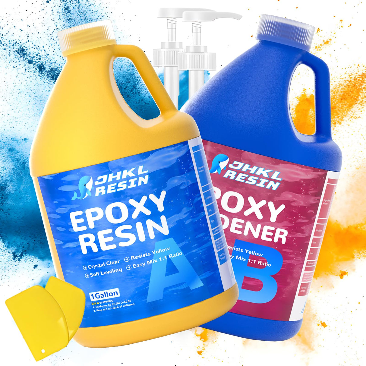 JHKL RESIN 2 Gallon Crystal Clear Epoxy Resin Kit, No Bubble & Not Yellowing Epoxy Resin Gallon for Casting & Coating, Table Top, Bar Top, DIY Jewelry Making, Art Crafts, Wood & Resin to Easy Mix 1:1 JHKL RESIN