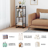 BYFU 3 Tier Bathroom Shelving Unit, Narrow Open Floor Shelves, Metal Corner Storage Rack for Bathroom Laundry Room Kitchen Living Room, Rustic Brown BYFU
