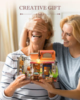 Rolife DIY Miniature House Kit 1:20 Scale Bookstore, Build Mini House Building Kit with LED Lights Craft Kits for Aduls Gifts for Him Her Rolife