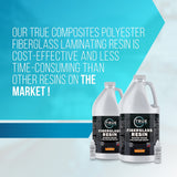True Composites Fiberglass Resin Polyester Resin Marine Grade Resin 1 Gallon with MEKP Hardener Polymer Resin Fiberglass Repair Kit Laminating Resin for Wood Boat Building and Repair TRUE COMPOSITES
