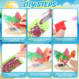 Chitidr 6 Pcs Summer Diamond Painting Hanging Sign Set Beach Gnome Diamond Art Paint Arts Set 5D DIY Ornaments Kits for Summer Wall Door Window Decor Chitidr