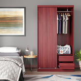 Woodpeckers Furniture And Mattress Modern Wood Double Sliding Door Wardrobe (Mahogany) Woodpeckers Furniture And Mattress