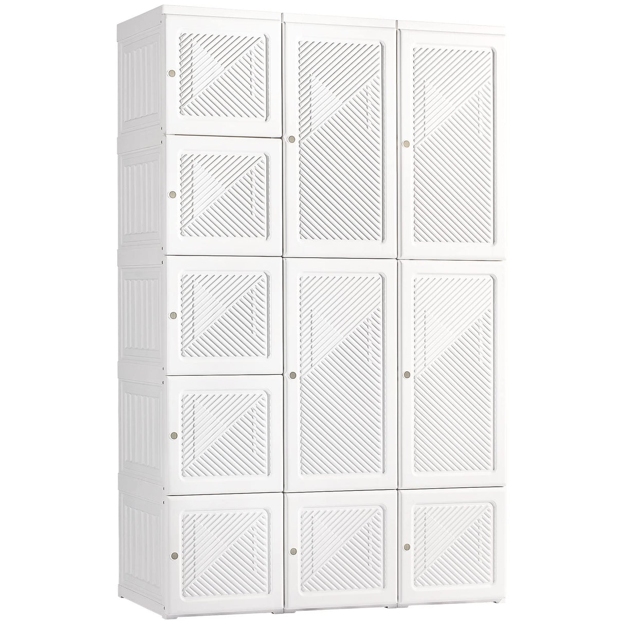 HOMCOM Portable Wardrobe Closet, Folding Bedroom Armoire, Clothes Storage Organizer with 8 Cube Compartments, 2 Hanging Rods, 11 Magnet Doors, White HOMCOM