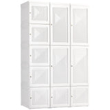 HOMCOM Portable Wardrobe Closet, Folding Bedroom Armoire, Clothes Storage Organizer with 8 Cube Compartments, 2 Hanging Rods, 11 Magnet Doors, White HOMCOM