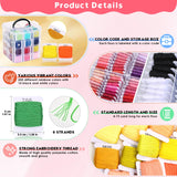 PAXCOO 276 Pack Embroidery Floss Thread Kit Including 210 Colors Cross Stitch Sewing Thread with 66 Pcs Embroidery Accessories and 4-Tier Transparent Embroidery Thread Storage Organizer Box PAXCOO