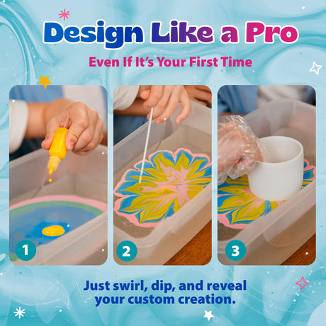 Pinwheel Crafts Water Marbling Paint Kit for Kids & Teens - Gift Art Kit for Kids 8-12+ with 2 Pots, Marble Paint and Tools - DIY Art Project for Girls & Boys to Create Your Own Planter Pot Design Pinwheel Crafts