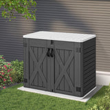 YITAHOME Outdoor Horizontal Storage Shed with X-Shaped Lockable Door, 35 Cu Ft Weather Resistant Resin Tool Shed w/o Shelf, Ideal for Bike, Trash Cans, Garden Tools, Lawn Mowers, Dark Gray YITAHOME