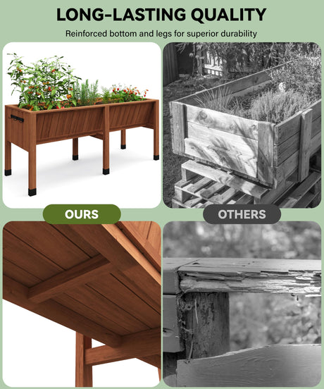 VORTEXTOVE 72x26x30in Raised Garden Bed with Legs-Wooden Elevated Raised Garden Beds Outdoor for Growing Vegetables and Herbs-Big Sturdy Standing Garden Bed Planter Box-Enhanced Depth,Acorn Brown VORTEXTOVE