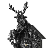 TIMEGEAR Cuckoo Clock with Automatic Night Mode, Quartz Movement and Carved Deer Head (Black) TIMEGEAR