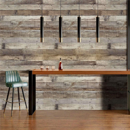Reqfen Distressed Wood Wallpaper Peel and Stick Wallpaper 17.71” x 118” Self Adhesive Wood Wallpaper Reclaimed Vintage Faux Plank Look Wood Film Shiplap Cabinet Vinyl Removable Decorative Home