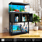 TC-HOMENY 10-29 Gallon Aquarium Stand with Charging Station and Cable Holes, Metal Fish Tank Stand with Storage Cabinet, 29" L x 16.5" W Tabletop, 880LBS Capacity TC-HOMENY
