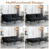 Edbuosy Comfortable Futon Sofa Bed, Memory Foam Loveseat, Convertible Adjustable Sofa Bed CouchSuitable for Office, Home, and Bedroom (Black) Edbuosy