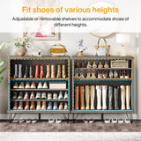 Tribesigns Shoe Cabinet with Sliding Doors, 5-Tier Wood Shoe Organizer Cabinet with Adjustable Shelves, Modern Shoe Rack Shoe Storage Cabinet for Entryway, Hallway, Living Room, Grey+Brown Tribesigns