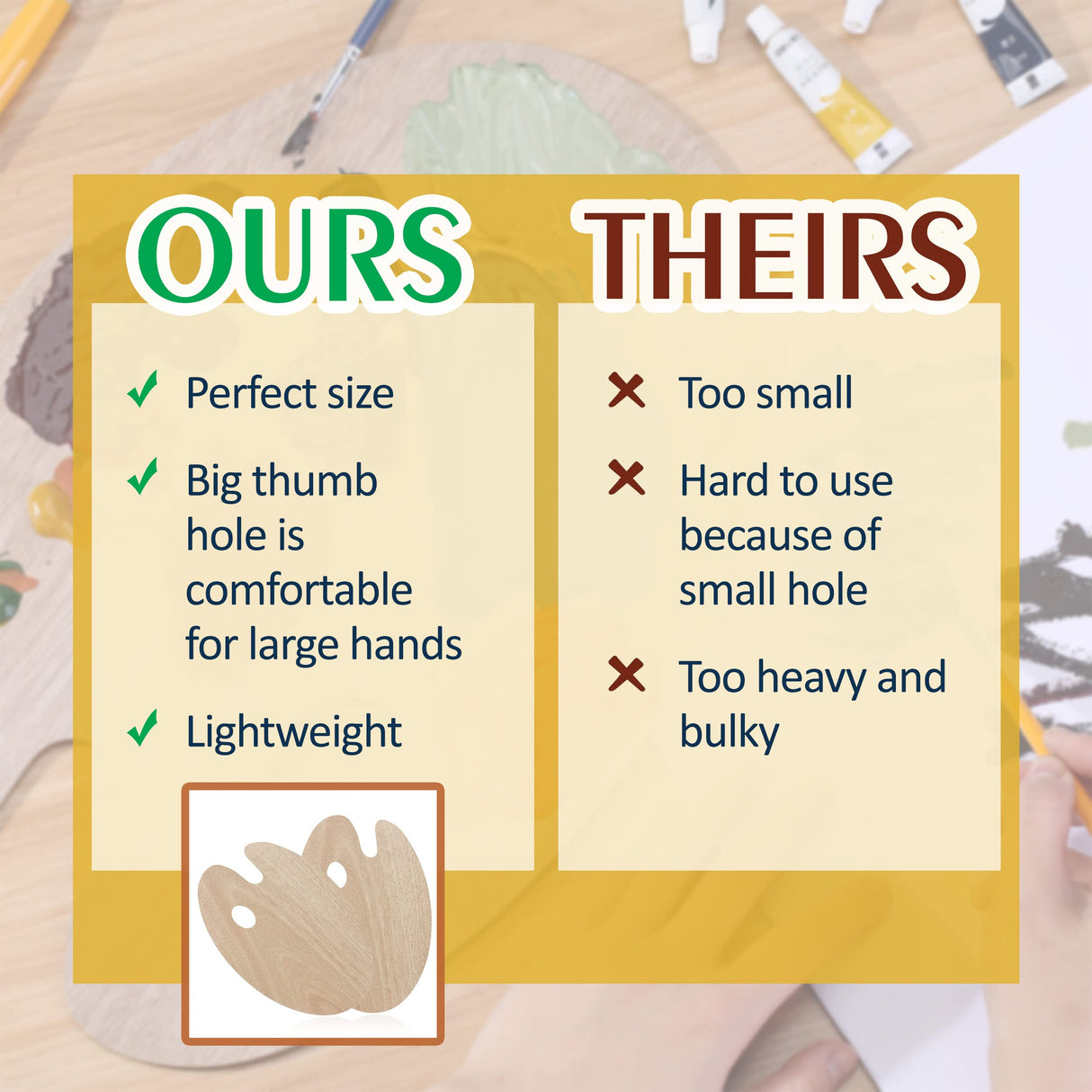 Mr. Pen Wooden Artist Palette, 2-pack Oil Palette Mr. Pen