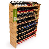 DECOMIL - 72 Bottle Stackable Modular Wine Rack Wine Storage Rack Solid Bamboo Wine Holder Display Shelves, Wobble-Free (Eight-Tier, 72 Bottle Capacity) DECOMIL