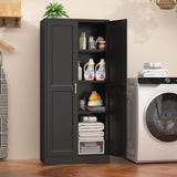 Kubohogar 60" Tall Metal Pantry Cabinet, Black Kitchen Pantry Storage Cabinet with Doors and 3 Adjustable Shelves, Cupboard for Kitchen, Dining Room, Living Room, Bathroom Kubohogar