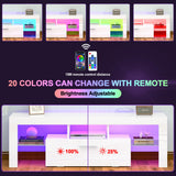 Clikuutory White LED TV Stand with Large Storage Drawer for 32 40 50 55 Inch TVs, Modern High Gloss TV Console Table with Entertainment Center for Living Room, Bedroom, White Clikuutory