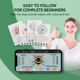 kasateri 4 Sets Beginner Embroidery Kit, Embroidery Kit for Beginners Adults Easy Hand Embroidery with Tools Bamboo Hoop Stamped Cloth Starter Cross Stitch Kits Needlepoint Craft Kits for Adults kasateri