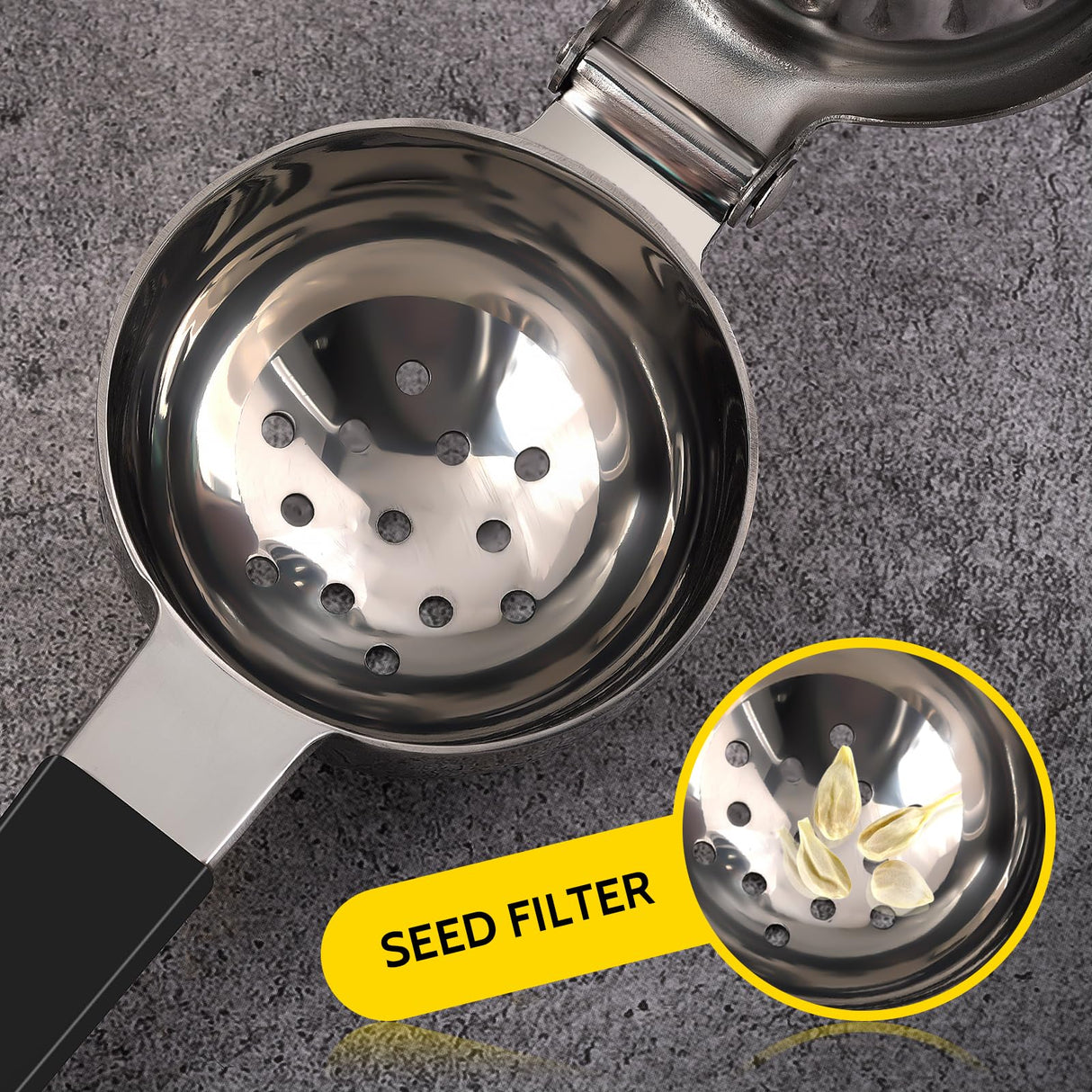 Lemon Squeezer, Sopito Stainless Steel Citrus Press Juicer Heavy Duty with Large Metal Squeezer Bowl for Seedless Juicing, Non-Slip Grip Design Manual Juicer Sopito