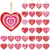 WILLBOND 30 Pcs Double Sided Diamond Art Keychain Ornaments DIY Diamond Painting Keychain Kits for Adults Key Ring Art Pendant Decor (Pink Heart) WILLBOND