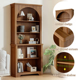 Janmer Home 71'' Tall Arched Bookshelf, Mid Century Modern Curved Bookcase with 5-Tier Storage Shelves, Freestanding Open Display Shelf for Home Office, Living Room (Walnut, 2PC) Janmer Home